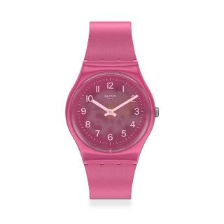 【SWATCH】Gent 原創系列手錶BLURRY PINK 禁果紅 男錶 女錶 瑞士錶 錶(34mm)