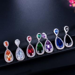 【Jpqueen】水滴晶鑽華麗歐風時尚耳環(7色可選)