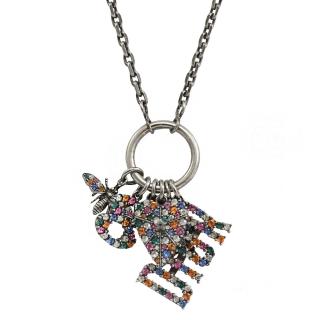 【Dior 迪奧】限量款彩色LOGO吊飾造型時尚長項鍊(銀)