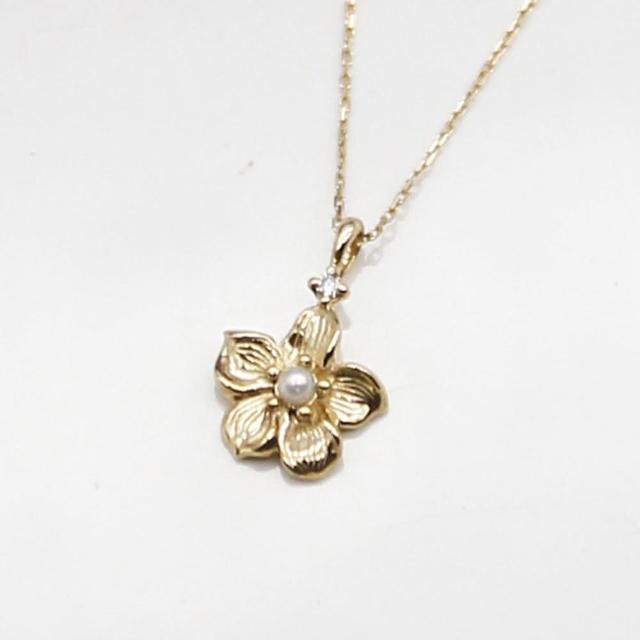 【Dinner collection】花朵珍珠白鑽K金項鍊