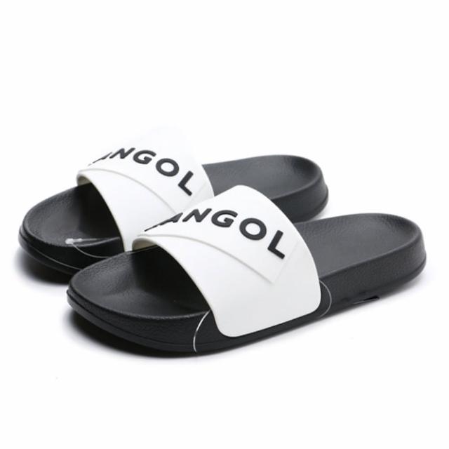 【KANGOL】拖鞋 白黑 大LOGO 橡膠 一片拖 防水耐磨 男女(6025220100)