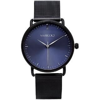 【MARIGOLD 美爾朵】Original 簡約優雅金屬腕錶(藍面黑框-米蘭黑)