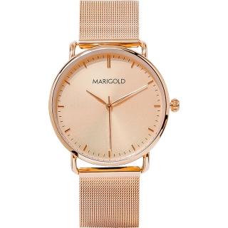 【MARIGOLD 美爾朵】Original 簡約優雅金屬腕錶(粉膚面玫金框-米蘭玫金)
