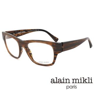 【Alain Mikli】法式鬼才視覺魔法師 質感粗框造型光學眼鏡(咖啡條紋 A01345 B08U)