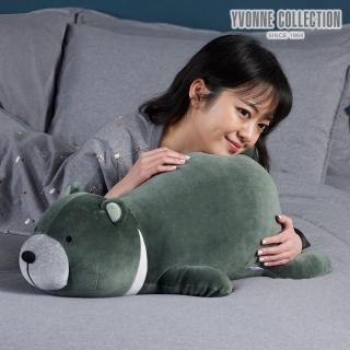 【YVONNE 以旺傢飾】黑熊趴姿抱枕(夜幕綠)