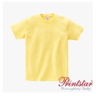 【日本 PRINTSTAR】純棉 5.6oz 重磅T恤-男女同款(淺黃)