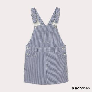 【Hang Ten】童裝-條紋緹花吊帶裙-淺藍