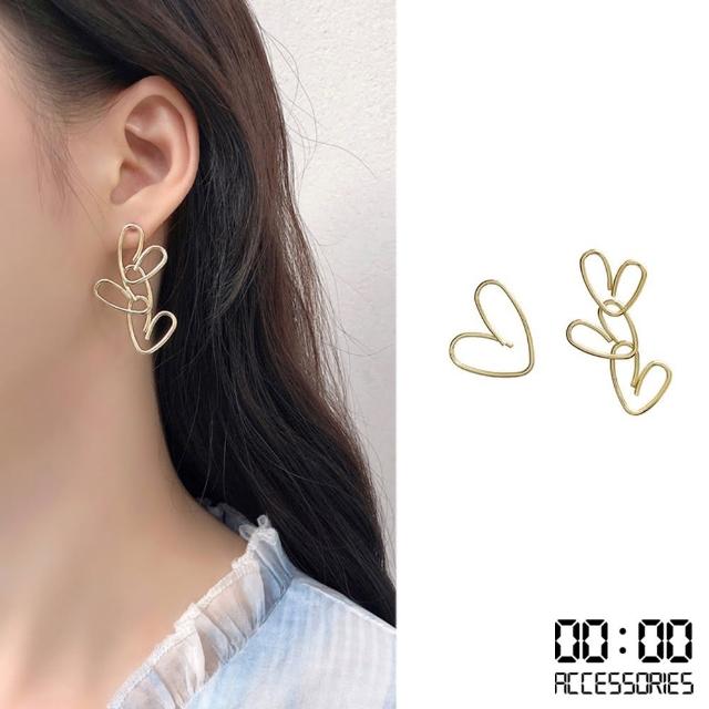 【00:00】韓國設計S925銀針不對稱愛心線條時尚耳環