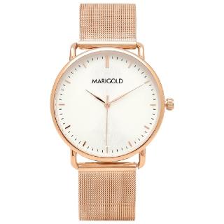 【MARIGOLD 美爾朵】Original 簡約優雅金屬腕錶(白面玫金框-米蘭玫金)