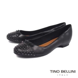 【TINO BELLINI 貝里尼】巴西進口小圓釘內增高平底鞋FBT0004(黑)