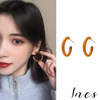 【INES】韓國設計S925銀針法式復古簡約C圈耳環(2色任選)