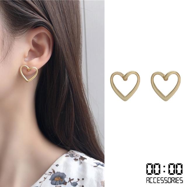 【00:00】韓國設計S925銀針簡約線條霧面愛心造型耳環