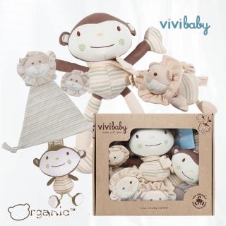 【VIVIBABY】有機棉拉拉猴四件組禮盒(透氣性佳 無農藥化學 吸汗快乾 觸感溫潤)