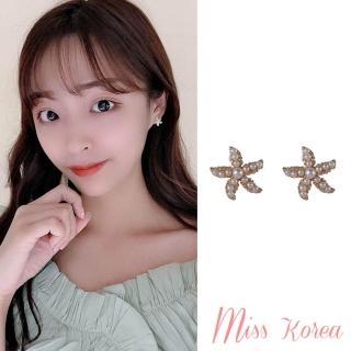 【MISS KOREA】韓國設計S925銀針氣質珍珠小海星造型耳釘
