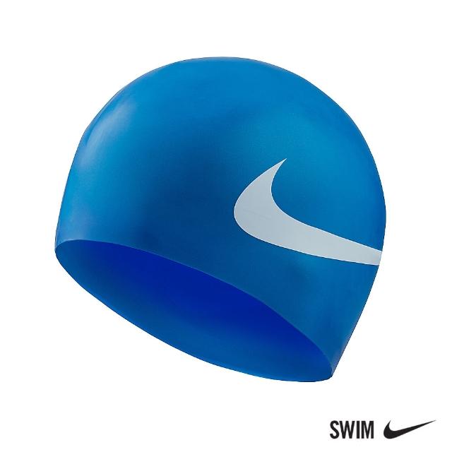 【NIKE 耐吉】SWIM 成人矽膠泳帽 BIG SWOOSH 寶藍 NESS8163-494