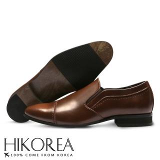 【HIKOREA】韓國空運/版型正常。男款簡約素面皮革拼接尖頭紳士皮鞋 正裝 厚底 男皮鞋(73-346黑/現貨)