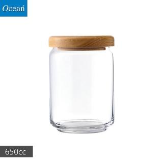 【Ocean】木蓋儲物罐 玻璃罐 650cc(儲物罐 玻璃罐)