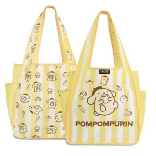 【murmur】A4購物袋-布丁狗 黃白條紋(環保袋.可收納.雙側快取口袋)