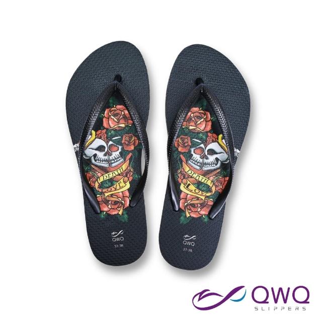 【QWQ】女款防滑夾腳人字拖鞋-海邊下雨天-個性街頭穿搭-雙頭愛-黑 MIT(ACBA02105)