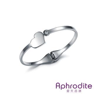 【Aphrodite 愛芙晶鑽】愛心造型鈦鋼手環(白金色)