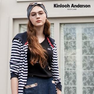 【Kinloch Anderson】金安德森女裝 逗趣刺繡V領短袖上衣(針織-混紡-黑/黃)
