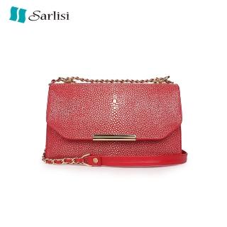 【Sarlisi】泰國新款女包珍珠魚皮側背包真皮女包斜背包女士鏈帶包