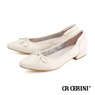 【CR CERINI】蝴蝶結皮繩配飾淑女低跟鞋 象牙白(CR1206W-IV)