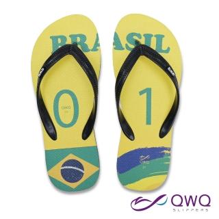 【QWQ】男款防滑夾腳人字拖鞋-海灘玩水-耐磨好穿-經典國家世足款-Brasil巴西-黑 MIT(AFWC10105)