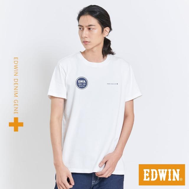 【EDWIN】男裝 PLUS+ 印花章短袖T恤(白色)