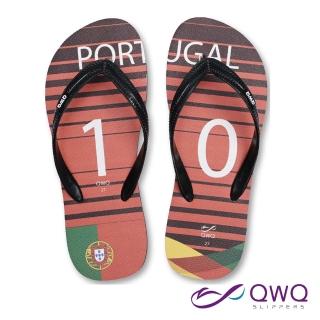 【QWQ】男款防滑夾腳人字拖鞋-海灘玩水-耐磨好穿-經典國家世足款- Portugal葡萄牙-黑 MIT(AFWC11005)