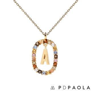 【PDPAOLA】西班牙精品 I AM系列 圓圈字母鍍18K金彩鑽項鍊(A)