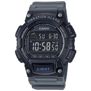 【CASIO 卡西歐】電子錶 橡膠錶帶 防水100米 超亮LED照明 碼表(W-736H-8B)