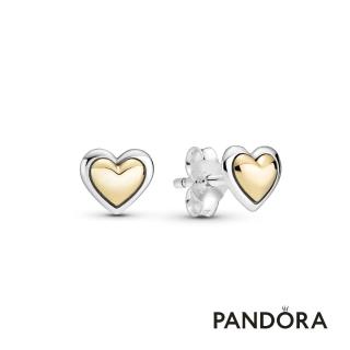 【Pandora官方直營】圓拱金心針式耳環-絕版品