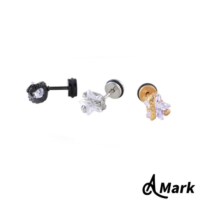 【A MARK】小蛇環繞星星鋯石造型316L鈦鋼耳釘耳環(單只)