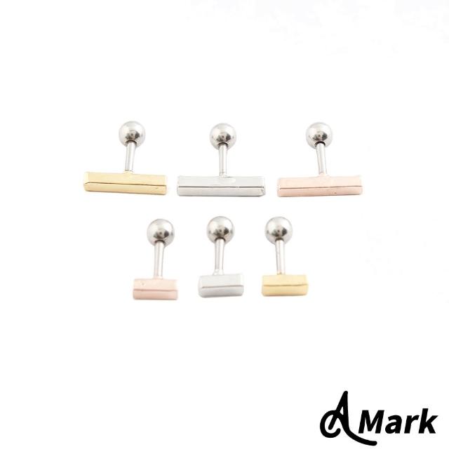 【A MARK】簡約一字18K小鋼條造型316L鈦鋼耳釘耳環(單只)