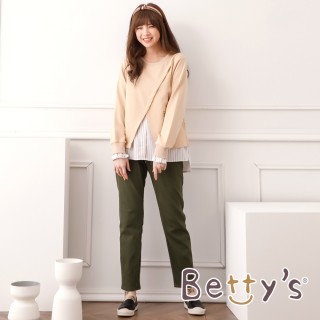 【betty’s 貝蒂思】繡線休閒鬆緊長褲(深綠)