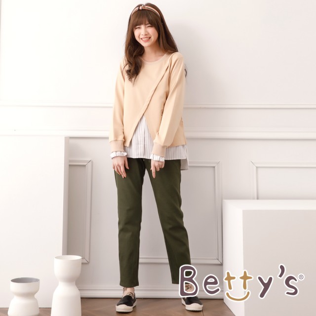 【betty’s 貝蒂思】繡線休閒鬆緊長褲(深綠)