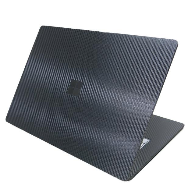 【Ezstick】Microsoft Surface Laptop3 15吋 黑色機專用 黑色卡夢紋機身貼(含上蓋貼、鍵盤週圍貼、底部貼)
