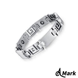 【A MARK】個性回字造型鈦鋼鑲嵌黑膽磁石手鍊(男女款/情侶款/2款任選)