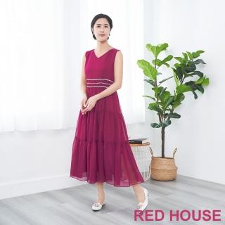 【RED HOUSE 蕾赫斯】雪紡無袖長洋裝(紫色)