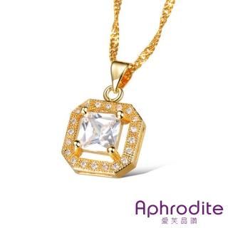 【Aphrodite 愛芙晶鑽】華麗方晶鋯石美鑽造型項鍊(白鋯石)