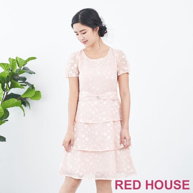 【RED HOUSE 蕾赫斯】點點蝴蝶結洋裝(米白色)