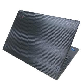 【Ezstick】Lenovo ThinkPad X1C 9TH 黑色卡夢紋機身貼(含上蓋貼、鍵盤週圍貼、底部貼)