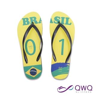 【QWQ】女款防滑夾腳人字拖鞋-海灘下雨天-經典國家世足款-巴西-黑 MIT(AFWC00105)