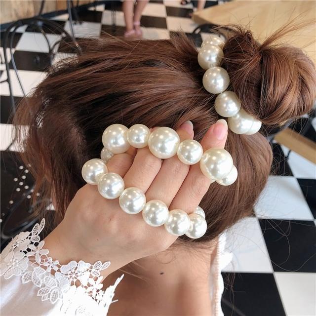 【Emi 艾迷】法式純粹優雅浪漫珍珠髮圈
