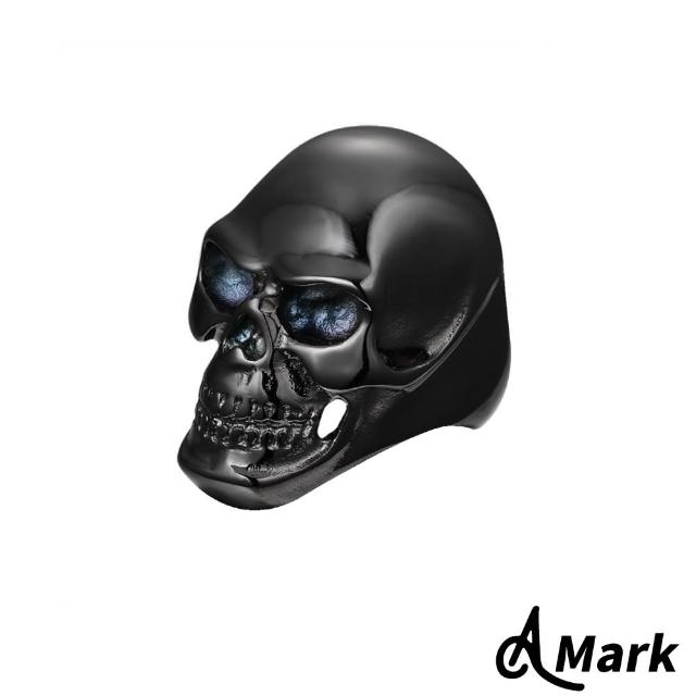 【A MARK】暗黑武士骷髏頭造型鈦鋼戒指(黑)