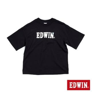 【EDWIN】女裝 EFS雷射光LOGO短袖T恤(黑色)