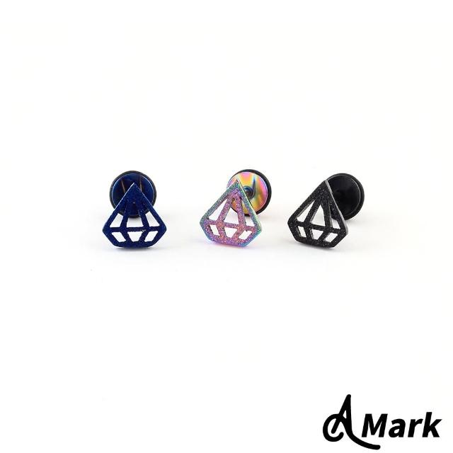 【A MARK】縷空鑽石線條造型316L鈦綱耳環(單只)