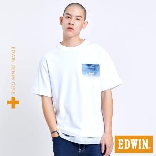 【EDWIN】男裝 PLUS+ 滿天星小LOGO口袋短袖T恤(白色)