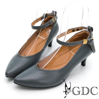 【GDC】2way經典款素色基本後帶尖頭低跟包鞋-藍色(021967-21)
